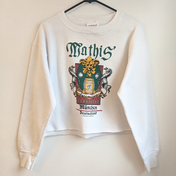 Vtg 80s White Grunge Cropped Oversized Sweatshirt - Picture 12 of 13
